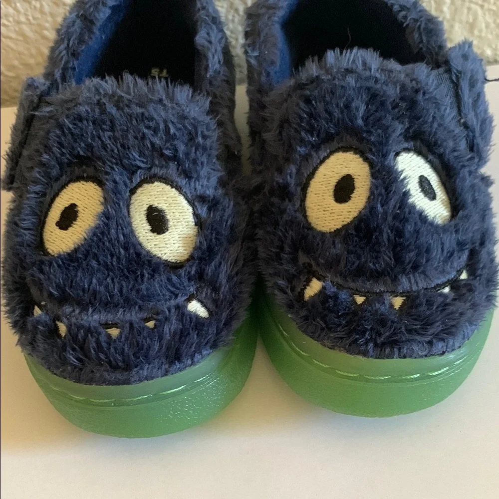 Toms Blue and Green Monster Slippers